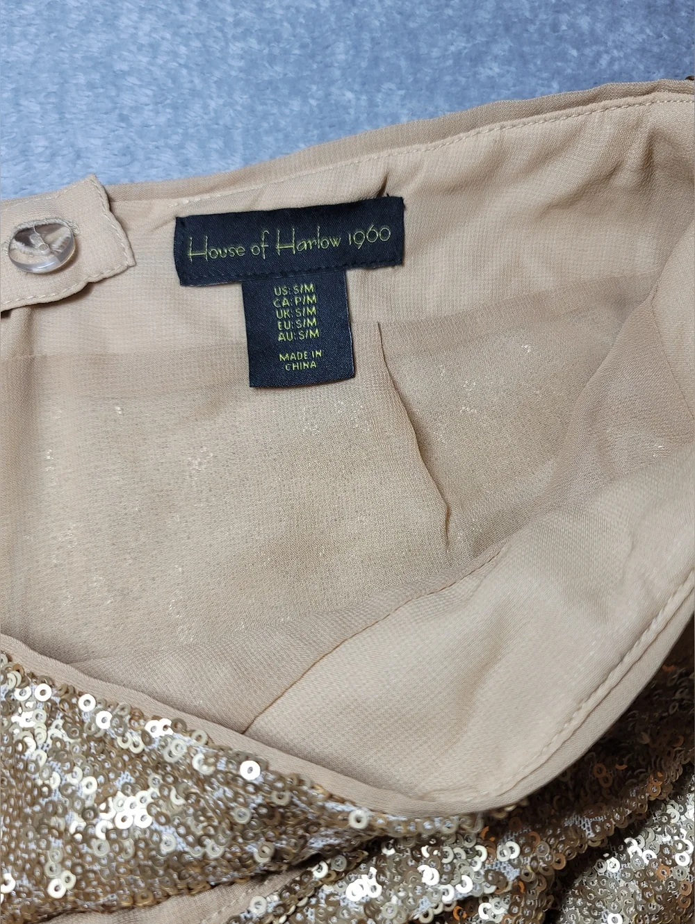 House of Harlow 1960 Gold Sequin Faux Wrap Mini Skirt NWOT S/M